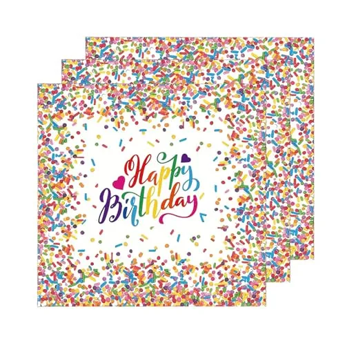 Stück servietten geburtstag,33x33cm tischdeko geburtstag servietten bunt Konfetti, servietten kindergeburtstag für Junge Mädchen Geburtstag Party Deko 40