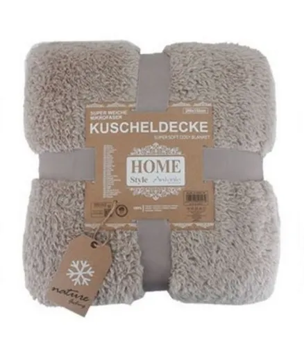 VewoTex Wohndecke Teddy Kuscheldecke 150 x 200 cm - Kunstfelldecken mit flauschiger Mikrofaser in Hellbraun, ideal für gemütliche Abende und kuschelige Stunden.