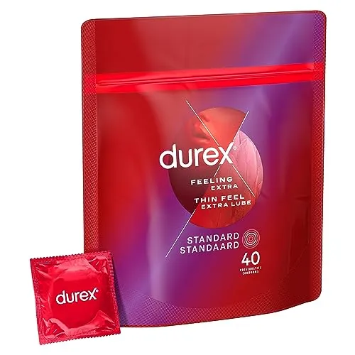 Durex Extra-Dünn Kondome - Thin Feel Extra Lube, 40 Stück - Gleitmittel für besonders intensives Empfinden, ultra-dünn für ein natürliches Gefühl und maximale Sicherheit.