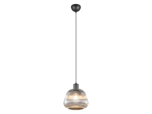 Kleine LED Pendelleuchte einflammig Ø22cm - Stylische Küchenlampe - Lampen: Diese 1-flammige LED Pendelleuchte mit chrombedampftem Glas und Rillenoptik vereint modernes und Retro-Design. Dimmbar in 3 Stufen und inklusive 7 Watt E27 LED Leuchtmittel für warmes Licht.