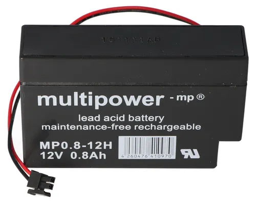 Multipower MP0.8-12H Blei Akku mit Molex 43025-200 Stecker schwarz, Akku für Solar Rollomatic DFR 2000 Nr. 1/Solar, Vision CP1208