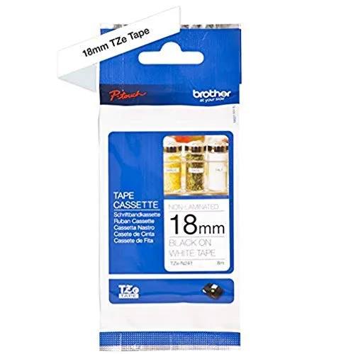 Brother Original P-touch Schriftband TZe-N241 18 mm, schwarz auf weiß (kompatibel u.a. mit Brother P-touch 1830/VP, -D400/VP, -D450, -D600/VP, -P700, -2430) nicht laminiert