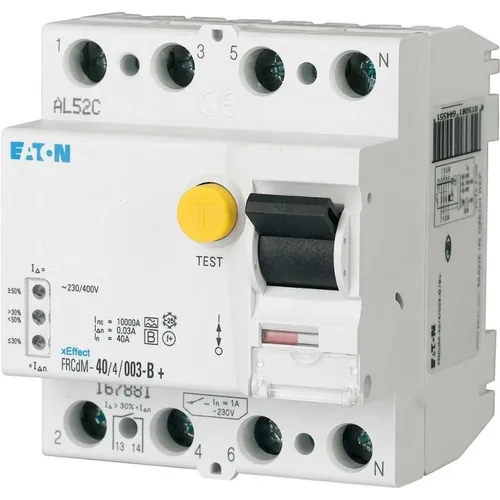 Eaton FRCDM-25/4/03-G/BFQ digitaler Allstrom FI-Schalter 25A - FI Typ B, 4-polig, bietet zuverlässigen Schutz gegen Fehlerströme mit 300mA, ideal für den Einsatz in Wohn- und Gewerbeobjekten.