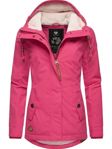 Ragwear Damen Winterjacke Monade Intl Fuchsia24 Gr. S - Funktionsjacke mit kuscheligem Teddy Fleece-Futter, wasserabweisendem Obermaterial und tailliertem Schnitt – ideal für kalte Tage und Outdoor-Aktivitäten!
