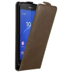 Cadorabo Hülle für Sony Xperia Z3 COMPACT Schutz Hülle in Braun Flip Etui Handyhülle Case Cover