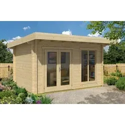 Gartenhaus DORSET 71 – Holzhaus 420x270 cm - Modernes Gartenhaus mit 70 mm Wandstärke, abschließbar und einfach zu montieren. Perfekt für Gartenfreizeit und Stauraum.