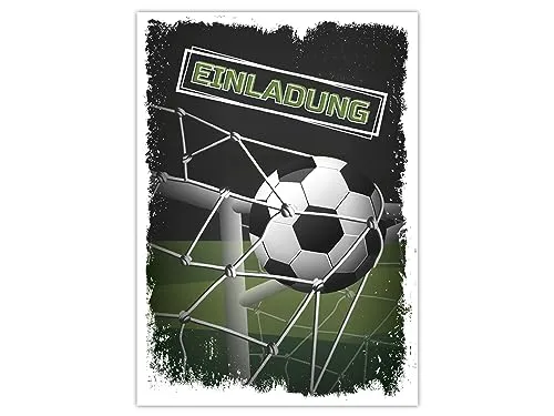Limonia 12 Einladungskarten zum Kindergeburtstag Einladung Geburtstag Mädchen Kinder Jungs Jungen Boys Fussball Turnier schwarz