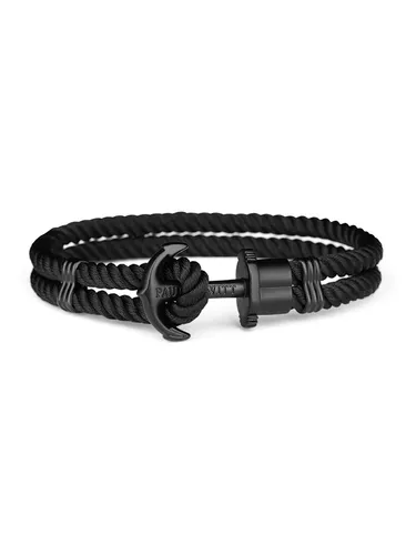 PAUL HEWITT PHREP - Nylonarmband in Schwarz - Damenuhren: Maritimes Unisex Armband mit Edelstahl-Anker, in sieben Größen erhältlich für perfekten Sitz und einzigartigen Stil.