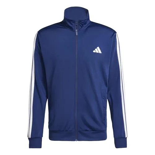 adidas Sportswear Trainingsanzug M 3S TR TT TS (2-tlg) - Trainingsbekleidung aus 100% Polyester, sportlicher Stil mit Basic 3-Streifen Trikot in Dunkelblau, ideal für Lauftraining und Freizeit.