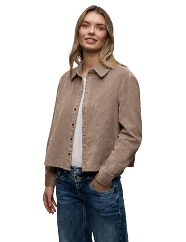 Langarmbluse STREET ONE Damen Gr. 42 in light terra mocha - Moderne Cordbluse von STREET ONE für Damen. Aus 100% Baumwolle, mit lässigem V-Ausschnitt und abgesteppten Details. Ideal für entspannte Casual-Looks.