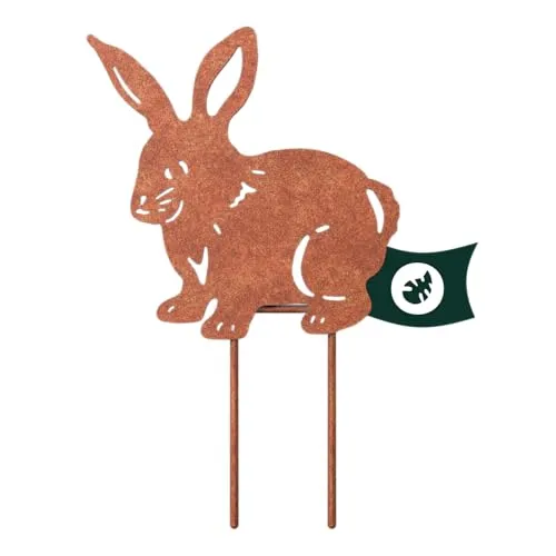 VERDOBA Kaninchen Gartendeko - Hase Garten Deko - Eisen mit Rostpatina - Rostdeko Gartendeko - Deko Hasen Gartenstecker für Garten, Balkon & Terrasse