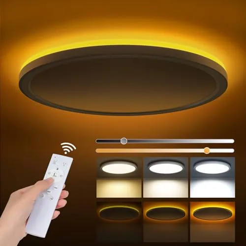 Tyreses LED Deckenleuchte Dimmbar 36W, Deckenlampe mit Fernbedienung, 1800K Dimmbar Nachtlicht, Panel 3000K-6500K für Schlafzimmer, Kinderzimmer, Wohnzimmer, Flure, Küche,Badezimmer, Ø40cm