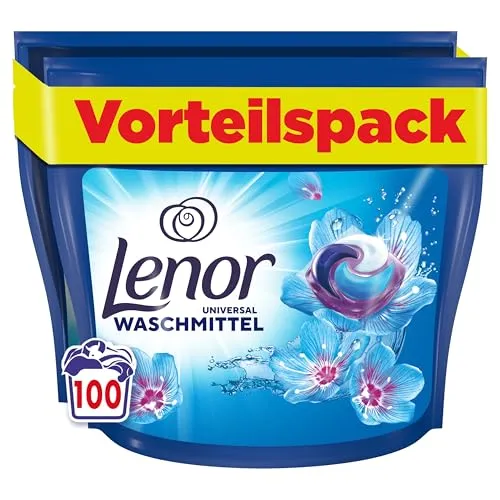 LENOR PODS® Aprilfrisch, 100 Waschladungen - Waschmittel mit ultra-Reinigungskraft und langanhaltender Frische, ideal für kalte Wäsche und starke Verschmutzungen.