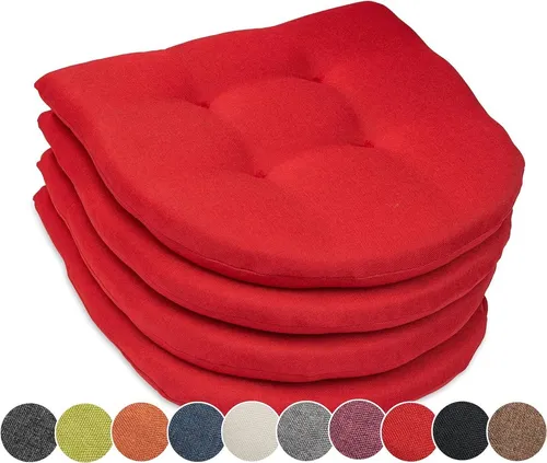sunnypillow Stuhlkissen 4er Set - Dicke 5cm für Stühle und Bänke - Stuhlkissen in Rot, ideal für Haus und Garten. Bequeme Sitzauflage mit 5cm Dicke für höchsten Komfort.