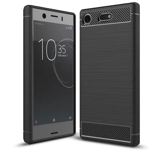 Carbon Case für Sony Xperia XZ1 Compact, Silikon Handy Hülle Schutz Cover