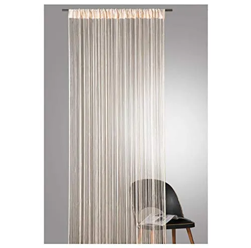 heimtexland ® Fadengardine in Champagner beige HxB 245x95 cm mit Stabtunnel KÜRZBAR hochwertige Qualität FORMSCHNITT MÖGLICH Fadenvorhang Fadenstore Raumteiler Insektenschutz Ökotex Typ121