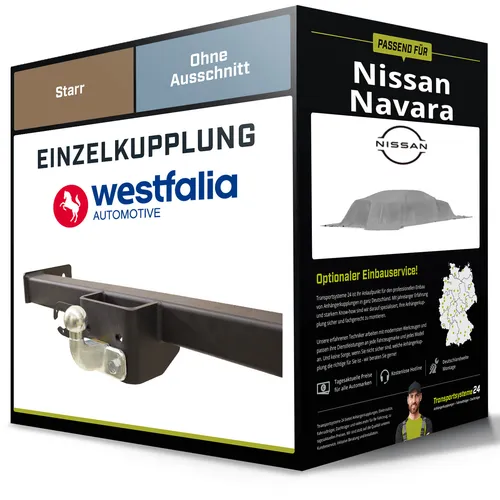 Westfalia Anhängebock 2-Loch-Flanschkugel für NISSAN NAVARA NP300 - Hochwertige Anhängerkupplung für NISSAN NAVARA NP300, max. Anhängelast 3000 kg, KTL-beschichtet für optimalen Korrosionsschutz und einfache Montage ohne Stoßfängerausschnitt.