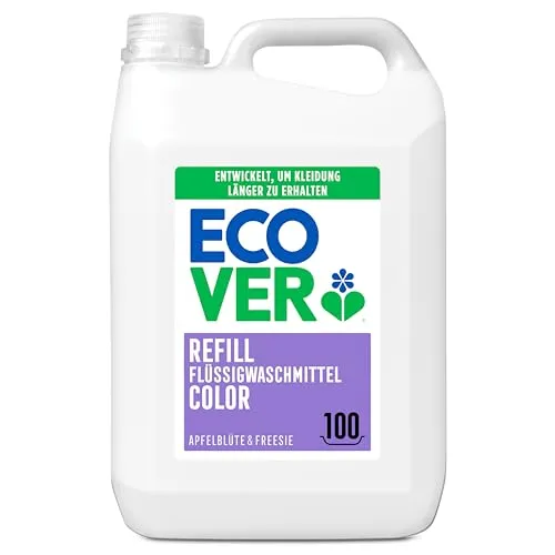 Ecover Colorwaschmittel Apfelblüte & Freesie Nachfüllung - Waschmittel mit biologisch abbaubaren Inhaltsstoffen, entfernt Flecken bereits ab 20°C und schützt Farben. Hergestellt in einer „TRUE Zero Waste“ Fabrik.