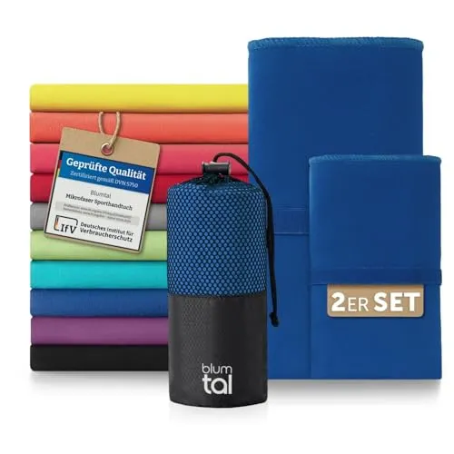 Blumtal Mikrofaser Handtuch leicht & extra saugstark - schnelltrocknende Microfaser Handtücher - optimal als Fitness Handtuch/Strandtuch Mikrofaser/Gym Towel - Reisehandtuch kompakt - Kings Blau