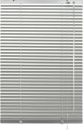 Alu-Jalousie ohne Bohren silber 40x130 cm mit Klemmträger - Praktische Alu-Jalousie für individuellen Sichtschutz | Einfache Montage ohne Bohren | Hochwertige 25 mm Lamellen und passende Jalousiebänder | Schnurzug und Wendestab für einfache Bedienung.