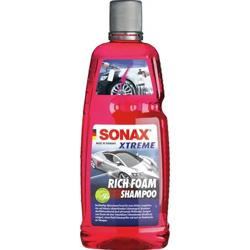 SONAX XTREME RichFoam Shampoo 1 L - Effektives Autowaschmittel - Reichhaltiges Schaum-Shampoo mit kraftvoller Schmutzlösung. Ideal für gewachste und versiegelte Oberflächen, auch für Folierungen und Mattlacke geeignet.