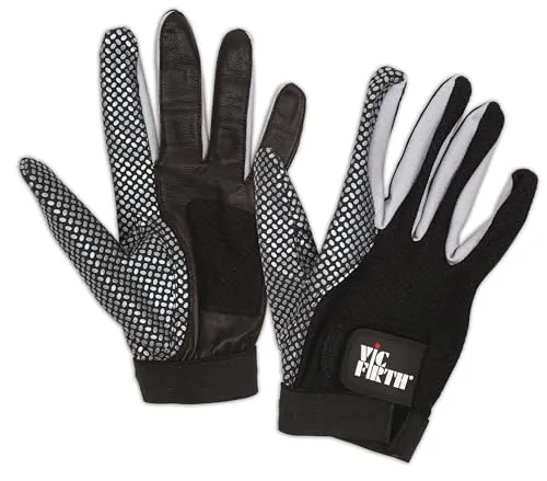 Vic Firth VFVICGLVS Drumming Glove Small - Essentielles Zubehör für Schlagzeuger. Schützen Sie Ihre Hände und verbessern Sie die Griffigkeit, ohne auf das Spielgefühl zu verzichten! Erhältlich in den Größen S, M, L & XL.