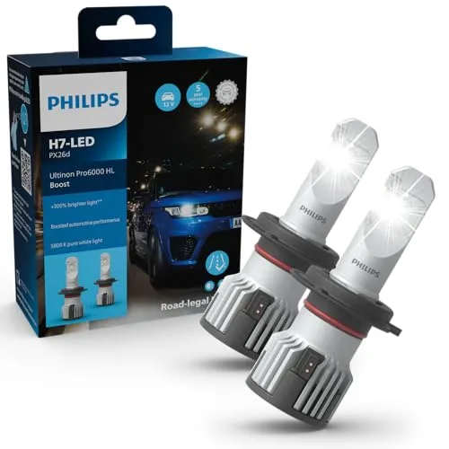 Philips Auto-Lampe Ultinon Pro6000 Boost H7 - LED Scheinwerferlampe, bis zu 300% helleres Licht für optimale Sicht und Sicherheit