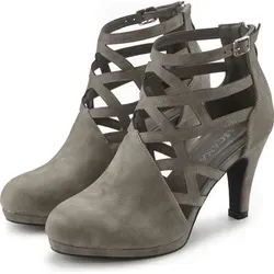 LASCANA Stiefelette Stiefel, Boots mit Cut-Outs VEGAN grau 36 EU - Wanderschuhe in modischer Optik, aus 100% veganem Lederimitat, ideal für stilvolle Outdoor-Aktivitäten mit 9 cm Stilettoabsatz.