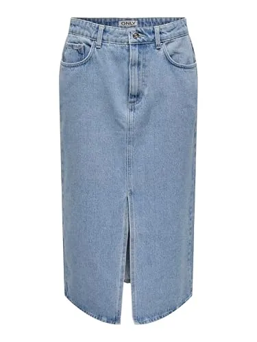 ONLY Damen Röcke 15319268 Light Blue Denim L - Röcke für Damen, hergestellt aus recycelter Baumwolle für umweltbewusste Mode, die natürliche Ressourcen schont und Abfall reduziert.