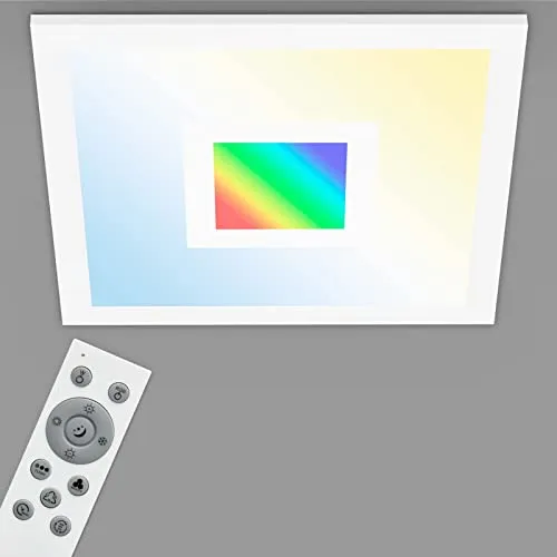 Telefunken LED Panel - dimmbare Deckenleuchte mit Fernbedienung - Moderne Deckenleuchte mit RGB-Innenbereich, dimmbar und mit Timerfunktion. Ideal für ein individuelles Lichtambiente im Wohn- oder Schlafzimmer.