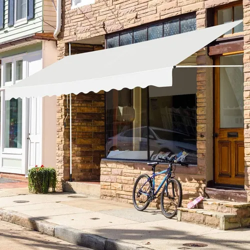 GOPLUS 3 m Klemmmarkise - Höhenverstellbare Terrassenmarkise ohne Bohren - Markisen für Terrasse und Balkon, aus hochwertigem Oxford-Tuch für optimalen Sonnen- und Regenschutz. Einfacher Aufbau ohne Bohren, ideal für unterschiedliche Deckenhöhen von 2 m bis 3 m.