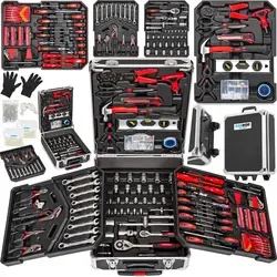 Kanwod KTOTC-1054 Werkzeugkoffer gefüllt 1000 tlg. - Praktisches Werkzeug Trolley Set - Werkzeug-Sets mit 1000 Teilen, robust und mobil – ideal für Heimwerker und Profis. Aus stabilem Aluminium für höchsten Schutz und sichere Aufbewahrung.