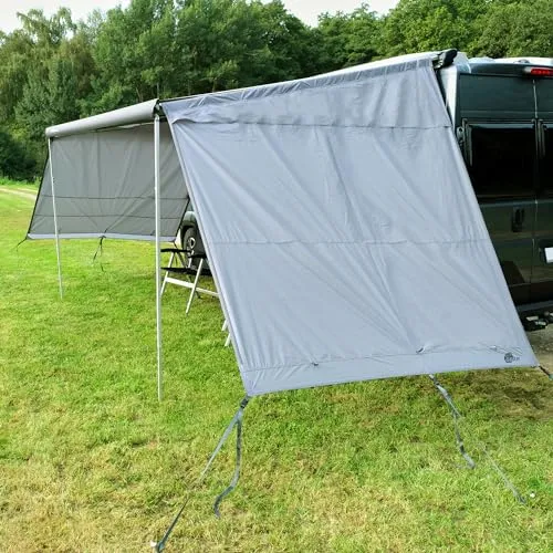 yourGEAR Sonnensegel Sun + Rain Blocker Seitenwände 2er Set - Praktisches Set mit 2 Seitenwänden für Markisen bis 250 cm Auszug. Ideal für Campingbusse und Wohnmobile, bietet optimalen Sonnenschutz und Belüftung. Einfach zu montieren, leicht und kompakt verstaubar.