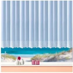 Weckbrodt Gardine Duisburg, Kräuselband (1 St), transparent, Voile, echte Stickerei, Voile, transparent, Bordüre, Kante, gebogt, Store weiß 450 cm x 175 cm