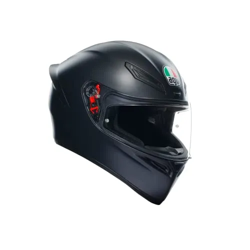 AGV K1 S E2206 Motorrad Helm - Mattschwarz, ECE Vollvisier mit 190° Sichtfeld - Motorradhelm mit Racing Style, aerodynamischem Spoiler und kratzfestem Visier für optimale Sicherheit und Komfort bei hohen Geschwindigkeiten.
