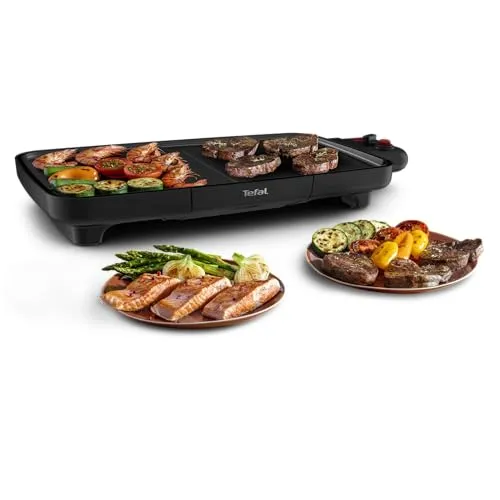 Tefal Plancha Booster Tischgrill, 2200 W - Elektrischer Tischgrill mit extra großer Grillfläche von 1300 cm² und Boost-Zone für perfektes Anbraten. 6 Temperaturstufen und Fettablaufrinne sorgen für sauberes Grillvergnügen.
