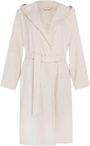 Möve Bademantel Calm Essence, Beige, Gr. S - Bequemer Damen Bademantel aus hochwertiger Baumwolle mit Kapuze, modisch kurz und ideal für entspannte Momente. Made in Germany.
