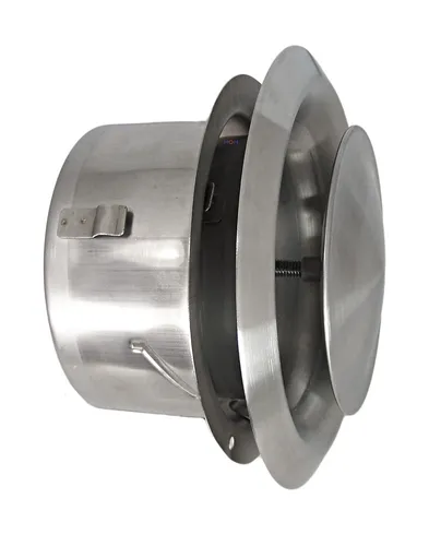 Edelstahl Tellerventil LG-4510 - Zuluft Abluftventil DN 100 - Kaminzubehör für effiziente Be- und Entlüftung, inkl. Einbaurahmen und optimalem Luftdurchlass von bis zu 34 cm².