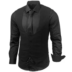 Baxboy Langarmhemd Set - Business Herrenanzug-Set HWKR B-101 schwarz S - Elegantes Business-Set mit Hemd, Weste und Krawatte, ideal für formelle Anlässe und Meetings, aus hochwertigem Material für optimalen Tragekomfort.