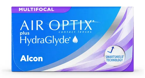 Alcon Air Optix plus HydraGlyde Multifocal Monatslinsen - Kontaktlinsen für scharfes Sehen in jeder Entfernung, ideal bei Altersweitsichtigkeit. Genießen Sie den Komfort von Silikon-Hydrogel für optimalen Tragekomfort.