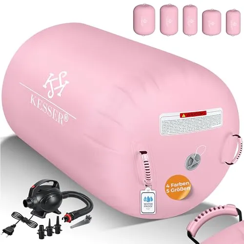 KESSER® Aufblasbare Air Roll Airtrack - Fitness-Kleingeräte: Inkl. Tragetasche & elektrischer Luftpumpe, verstärkte Nähte für Sicherheit und hohe Belastbarkeit – ideal für Gymnastik, Yoga und Tumbling.