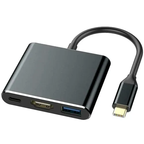 MMOBIEL USB C auf HDMI Adapter 3 in 1 - TYP C zu HDMI 4K, 3.0 und Typ C PD Ladeanschluss - USB C Adapter kompatibel mit iPad Pro 2020/2018 / MacBook/Chromebook/Samung/Huawei/iPhone 16, 15 etc