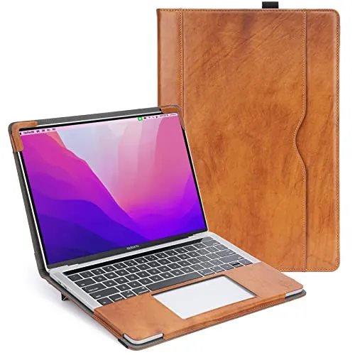 TYTX Hülle Kompatibel mit MacBook Air 13 Zoll Echtes Leder Cover Folio Book für MacBook Air 13 2021-2018 (A2337M1/A2179/A1932), Laptop-Hülle Schutzhülle Case mit Heat-Vent und Stand Funktion, Braun