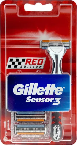 Gillette Sensor 3 Rasierklingen, 6er Pack mit Red Edition Griff