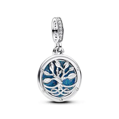 Pandora Moments Leuchtender Unendlichkeitsbaum Doppelter Charm-Anhänger - Bead Charms für Damen, aus Sterling Silber mit Zirkonia, leuchtet im Dunkeln und symbolisiert ewige Verbindungen – ideal für deine Pandora Moments und ME Armbänder.