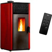 Luft-Pelletofen Anita 12 kW Sannover Bordeaux - Kaminofen mit 12 kW, doppelter Verbrennung und integriertem Raumfühler für effiziente Wärmeverteilung. Ideal für umweltbewusste Heizlösungen in Wohnräumen.