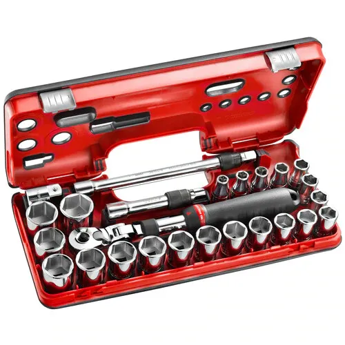 Facom Steckschlüssel-Set 1/2Z D-Box, 21-tlg - Steckschlüsselsatz mit Detection BOX für schnelle Bestandsaufnahme, stoßfest und chemikalienbeständig – ideal für sichere und effiziente Arbeiten.