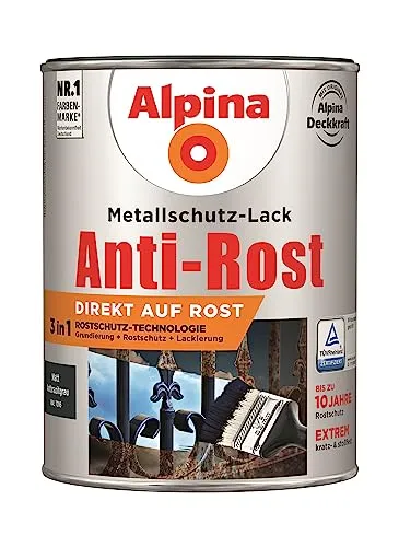 Alpina Metallschutzlack matt – Anthrazitgrau - Metallfarben, bietet langanhaltenden Korrosionsschutz und ist witterungs- sowie UV-beständig – ideal für Gartenmöbel und Zäune.