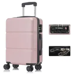 YONSLY Reisekoffer mit TSA-Schloss und YKK-Reißverschluss (Roségold, L) - Mittelgroßer Hartschalen-Trolley (66x43x26 cm) mit integriertem TSA-Schloss für sicheres Reisen. Robuste 360°-Doppelrollen sorgen für mühelose Mobilität und hohen Komfort. Ideal für Handgepäck und Airlines geeignet.