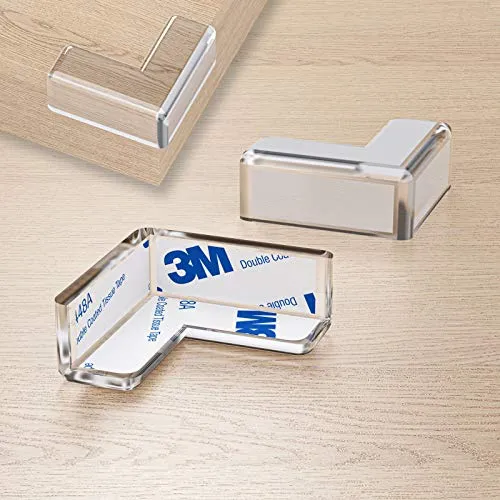 WELLGRO Kantenschutz eckig - Silikon Eckenschutz, 4 x 4 x 1,9 cm (LxBxH), transparent, BPA frei - Menge wählbar, Stückzahl:48 Stück